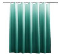 WedDecor Bathroom Shower Curtain Waterproof Anti Mould Mildew Resistant, Heavy Duty 100% Polyester Fabric Curtains Liner with 12 Curtain Hooks, Gradient Light Green & White, 180cm x 200cm
