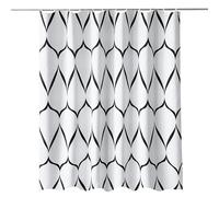 WedDecor Bathroom Shower Curtain Waterproof Anti Mould Mildew Resistant, Heavy Duty 100% Polyester Fabric Curtains Liner with 12 Curtain Hooks, Lattice Black & White, 180cm x 200cm