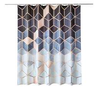 WedDecor Bathroom Shower Curtain Waterproof Anti Mould Mildew Resistant, Heavy Duty 100% Polyester Fabric Curtains Liner with 12 Curtain Hooks, 180cm x 200cm, Geometric Black & White