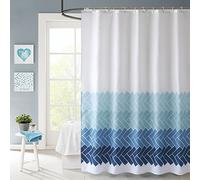 WedDecor Bathroom Shower Curtain Waterproof Mould Free Mildew Resistant, Heavy Duty 100% Polyester Fabric Curtains Liner Washable & Wipe Clean with 12 Curtain Hooks, Blue Geometric Arrows, 180x200cm