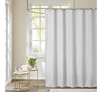 WedDecor Bathroom Shower Curtain Waterproof Mould Free Mildew Resistant, Heavy Duty 100% Polyester Fabric Curtains Liner Washable & Wipe Clean with 12 Curtain Hooks, White, 180x200cm