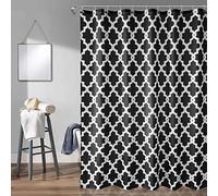 WedDecor Bathroom Shower Curtain Waterproof Mould Free Mildew Resistant, Heavy Duty 100% Polyester Fabric Curtains Liner Washable & Wipe Clean with 12 Curtain Hooks, Trellis Black, 180x180cm