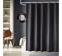 WedDecor Bathroom Shower Curtain Waterproof Mould Free Mildew Resistant, Heavy Duty 100% Polyester Fabric Curtains Liner Washable & Wipe Clean with 12 Curtain Hooks, Black, 180x180cm