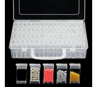 WedDecor Bead Storage Box - 64 Slot Transparent Craft Storage Boxes Plastic Organiser Storage Art Organising with Compartments for Jewellery, Small Accessories, DIY & Sewing