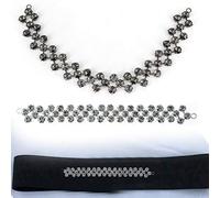 WedDecor Beautiful Black Crystals Rhinestone Diamante Motif Sewing Applique Patch for Wedding Bridal Embellishment, Casual or Formal Wear Fashion Accessory, 29 x 2cm