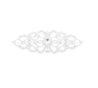 WedDecor Beautiful Crystal Rhinestone Diamante Motif Sew on Patch Applique for Bridal Wedding, Casual or Formal Wear, Headpieces Fashion Embellishment, 160mm x 55mm