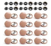 WedDecor Beige 15mm Press Studs Heavy Duty Metal Nickle Free 4 Parts Snap Fasteners Rivets Button for Leather Crafts, Jackets, Bags, Straps, Jeans, Clothes Repair - Pack of 10