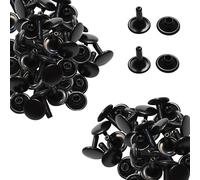 WedDecor Black, 100 Sets of 10mm Double Cap Rivets, Tubular Metal Studs for DIY Projects, Leather Crafting, Sewing & Clothing Repair - 10mm x 9 mm Black Rivets for Crafts & Repairs