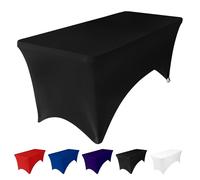 WedDecor Black 72 x 30 inch Rectangular Premium Spandex Tablecloth Stretchy Table Cover Slipcover for Wedding & Event Decoration & Birthday Party, Christmas Decorations, Dining Table Cloth, 1pc