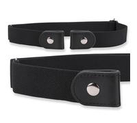 WedDecor Black Buckless Belt for Men No Buckle Stretchable Elasticated Belt for Men Women Invisible belts 2 Loop Buckle No Show Waist Adjustable Elastic Belt for Trouser Jeans Pants Ladies Dresses, M