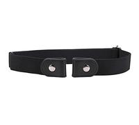 WedDecor Black Buckless Belt for Men No Buckle Stretchable Elasticated Belt for Men Women Invisible belts 2 Loop Buckle No Show Waist Adjustable Elastic Belt for Trouser Jeans Pants Ladies Dresses, M