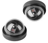 WedDecor Black Dummy Security Dome 2 Pieces Fake CCTV Camera Simulation Monitor with LED Flashing Security Light For Indoor And Outdoor Usages For Residences & Commercial Establishments