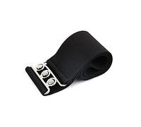 WedDecor Black Elasticated Belt For Women Stretchy Cinch Belt With Silver Buckle & Clasp, Retro 50s Nurse Belt | Wide Elastic Belt, Waist Belt For Dress, Halloween Corset belt Vintage Belt, L Size