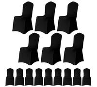 WedDecor Black Protective Chair Cover Stretchable Spandex Front Flat Slipcovers for Weddings Decoration, Hotel, Conferences, Events, Restaurant, Birthday & Christmas Parties, 20pcs