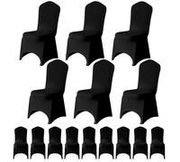 WedDecor Black Spandex Chair Cover Stretch Removable Slipcover Dining Room Wedding Decor, Christmas Party, Banquet, Anniversary, Birthday Decoration, 20pcs