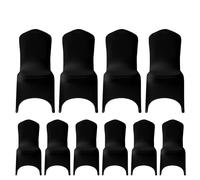 WedDecor Black Spandex Chair Cover Stretch Removable Slipcover Dining Room Wedding Decor, Christmas Party, Banquet, Anniversary, Birthday Decoration, 10pcs