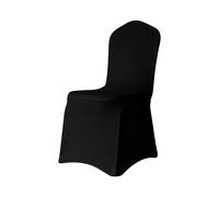 WedDecor Black Spandex Wedding Chair Covers 140GSM Premium Quality Stretchable Fabric Slipcovers for Dining Party, Banquet Decoration, Anniversary, Conferences, Events, 1pc