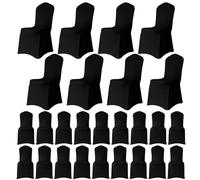 WedDecor Black Spandex Wedding Chair Covers 140GSM Premium Quality Stretchable Fabric Slipcovers for Dining Party, Banquet Decoration, Anniversary, Conferences, Events, 150pcs