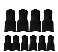 WedDecor Black Spandex Wedding Chair Covers 140GSM Premium Quality Stretchable Fabric Slipcovers for Dining Party, Banquet Decoration, Anniversary, Conferences, Events, 10pcs