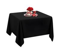 WedDecor Black Square Tablecloth 54 x 54 Inch Polyester Linen Fabric Table Cover Washable for Indoor Outdoor Dinner, Kitchen Dining, Weddings, Birthday, Anniversary Party Events, 2pcs