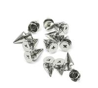 WedDecor Brass Cone Shape Screwback Spikes Studs Punk Style for Decorating DIY Leathercraft, Goth Clothing, Fashion Accessories, 7mm x 13mm, Silver, 50pcs