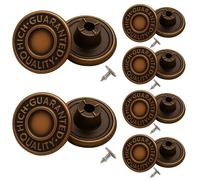 WedDecor Brass Jeans Button, Tack Fastener with Aluminium Back Pin for Clothing Repairing, Denims, Jackets, Dark Bronze, 17mm, 10pcs