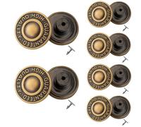 WedDecor Brass Jeans Button, Tack Fasteners with Aluminium Back Pin for Clothing Repairing, Denims, Jackets, Light Bronze, 17mm, 10pcs