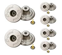 WedDecor Brass Jeans Button, Tack Fasteners with Aluminium Back Pin Rivet for Clothing Repairing, Denims, Jackets, Silver, 17mm, 10pcs Sets