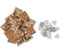 WedDecor Brass Pyramid Shape High Cone Spike Studs Rivets with Hand Tool for Decorating Belts, Bags, Shoes, Leathercraft, Punk & Goth Fashion Accessories, Silver, 10mm, 50pcs