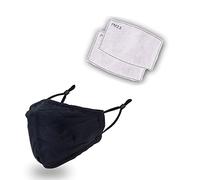 WedDecor Breathable Cotton Face Mask, Machine Washable, Reusable Safety Masks, Comfortable & Stretchable Drawstring Elastic, Face Covering, With Filter, Black - 1pc