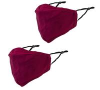 WedDecor Breathable Cotton Face Mask, Machine Washable, Reusable Safety Masks, Comfortable & Stretchable Drawstring Elastic, Face Covering, With Filter, Red - 3pcs