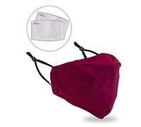 WedDecor Breathable Cotton Face Mask, Machine Washable, Reusable Safety Masks, Comfortable & Stretchable Drawstring Elastic, Face Covering, With Filter, Red - 3pcs