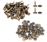 WedDecor Bronze, 50 Sets of 12mm Double Cap Rivets, Tubular Metal Studs for DIY Projects, Leather Crafting, Sewing & Clothing Repair - 12mm x 9mm Bronze Rivets for Crafts & Repairs