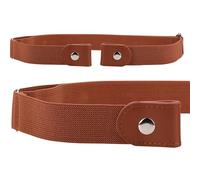 WedDecor Brown Buckless Belt for Men No Buckle Stretchable Elasticated Belt for Men Women Invisible belts 2 Loop Buckle No Show Waist Adjustable Elastic Belt for Trouser Jeans Pants Ladies Dresses, M