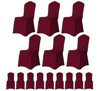 WedDecor Burgundy Protective Chair Cover Stretchable Spandex Front Flat Slipcovers for Weddings Decoration, Hotel, Conferences, Events, Restaurant, Birthday & Christmas Parties, 20pcs