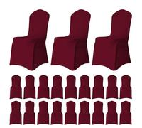 WedDecor Burgundy Protective Chair Cover Stretchable Spandex Front Flat Slipcovers for Weddings Decoration, Hotel, Conferences, Events, Restaurant, Birthday & Christmas Parties, 50pcs