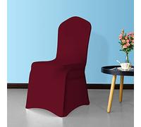 WedDecor Burgundy Protective Chair Cover Stretchable Spandex Front Flat Slipcovers for Weddings Decoration, Hotel, Conferences, Events, Restaurant, Birthday & Christmas Parties, 1pc