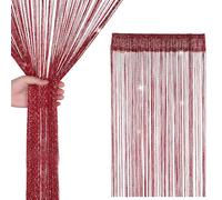 WedDecor Burgundy String Curtains Glitter Fringe Panel Fly Screen Room Divider Tassel Curtain for Doors, Doorway, Windows, Home Décor, Event Decoration, (90cm x 200cm)