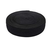WedDecor Buttonhole Elastic, Elastic Band with Holes Elastic Button Holes Sewing Elastic Bands with Buttonhole for Wigs, Hair Bands, Headband & DIY Projects, Black Elastic 20mm - 5 Metres