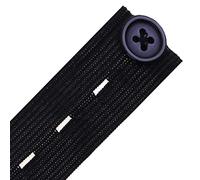 WedDecor Buttonhole Elastic, Elastic Band with Holes Elastic Button Holes Sewing Elastic Bands with Buttonhole for Wigs, Hair Bands, Headband & DIY Projects, Black Elastic 20mm - 10 Metres