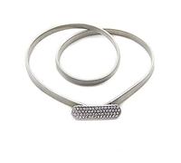 WedDecor Chain Waist Belt with Rhinestone Diamante Buckle for Women, Stretchable and Extendable, Western Outfit, Dresses, Trousers, Coats, Diamond Studded Buckle Belt for Women, Silver, 32 inches