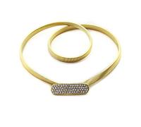 WedDecor Chain Waist Belt with Rhinestone Diamante Buckle for Women Stretchable and Extendable, Western Outfit, Dresses, Trousers, Coats, Diamond Studded Buckle Belt for Women, Gold, 24 inches