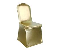 WedDecor Chair Cover Spandex Stretch Removable Protective Slipcover for Events, Wedding, Christmas Party, Banquet, Anniversary, and Birthday Decoration, Universal Fit, Shiny Gold