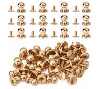 WedDecor Chicago Round Head Screw Back Sam Browne Studs Hand Pressed Rivets for Leathercraft, Clothing, Footwear, Fashion Accessories, 8mm, Gold, 50pcs