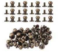 WedDecor Chicago Round Head Screw Back Sam Browne Studs Hand Pressed Rivets for Leathercraft, Clothing, Footwear, Fashion Accessories, 8mm, Bronze, 50pcs