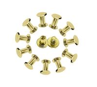 WedDecor Chicago Screw Rivets Gold For Arts, Crafts, Leathercrafts, Handicrafts, DIY Decoration With Flat Head, Anti Resistant, Durable Brass, 9 x 9mm, 10pieces