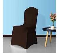 WedDecor Chocolate Brown Protective Chair Cover Stretchable Spandex Front Flat Slipcovers for Weddings Decoration, Hotel, Conferences, Events, Restaurant, Birthday & Christmas Parties, 1pc