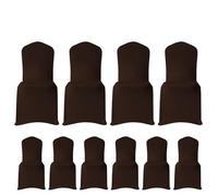 WedDecor Chocolate Brown Protective Chair Cover Stretchable Spandex Front Flat Slipcovers for Weddings Decoration, Hotel, Conferences, Events, Restaurant, Birthday & Christmas Parties, 10pcs