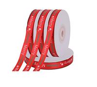 WedDecor Christmas Grosgrain Red Ribbon for Xmas Gift Wrapping Winter Holidays Printed Christmas Tree & Snowflake, Festive Decoration, Bows Making, Other Projects, 10mm, 25 Yards