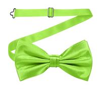 WedDecor Classy Pretied Adjustable Bow Tie Satin Butterfly Neck Stylish Bowtie Solid Colour Tuxedo Men Women Kids Formal Casual Fashion Accessory, Lime Green